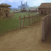 A peaceful peasant village lies tucked beneath the watchful eye of royalty in the distant mountains. A peaceful peasant village lies tucked beneath the watchful eye of royalty in the distant mountains.